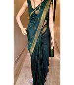Green silk blend saree with blouse