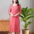 hand embroidered carrot pink viscose georgette lucknowi chikankari straight kurta