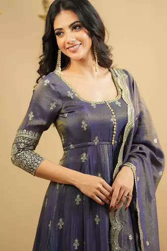 Dual Tone LIGHT PURPLE EMBROIDERY WORK Suit Set
