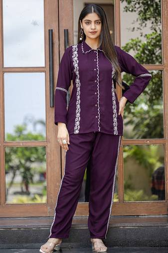 Women Viscose Slub Shirt  With Trouser 