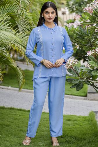 Women Viscose Slub Shirt  With Trouser 