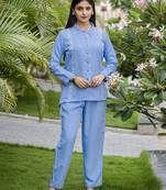Women Viscose Slub Shirt  With Trouser 
