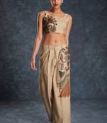 Bewitching brown printed linen western wear co-ord set