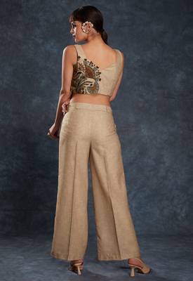 Bewitching brown printed linen western wear co-ord set 3