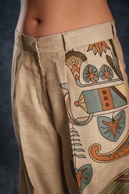 Bewitching brown printed linen western wear co-ord set 5