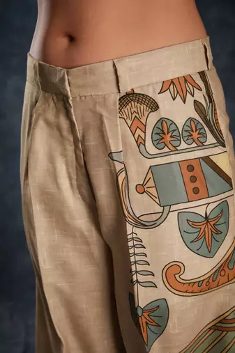 Bewitching brown printed linen western wear co-ord set