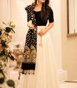 Georgette Off White Embroidered Lehenga Choli