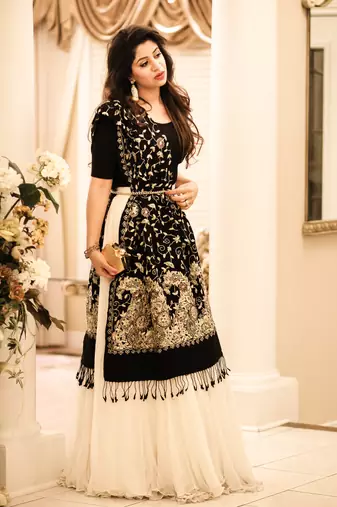 Georgette Off White Embroidered Lehenga Choli