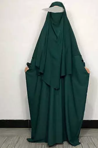 Premium Forest or Rama Green Baggy Abaya and Single Layer Khimar