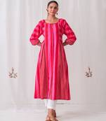 Pink cotton dot printed kurta set