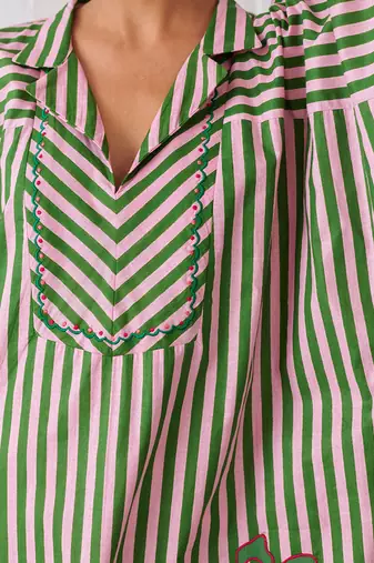 Green cotton plain kurta set