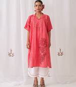 Pink cotton plain kurta set