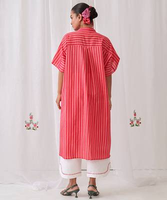 Pink cotton plain kurta set 2