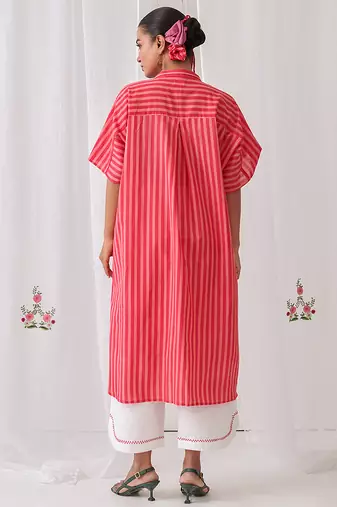 Pink cotton plain kurta set