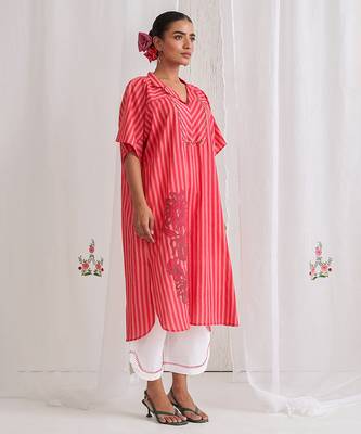 Pink cotton plain kurta set 4