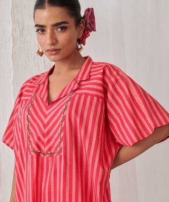Pink cotton plain kurta set 5