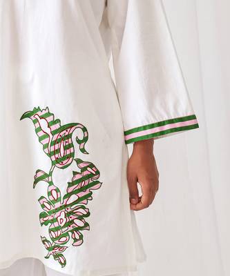 White cotton plain kurta set 3