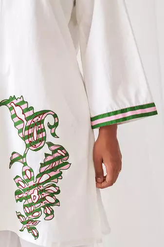 White cotton plain kurta set