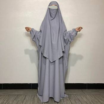 modest city baggy abaya khimar set silver grey 1