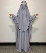 modest city baggy abaya khimar set silver grey