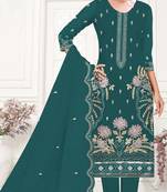 Green embroderied organza salwar suit