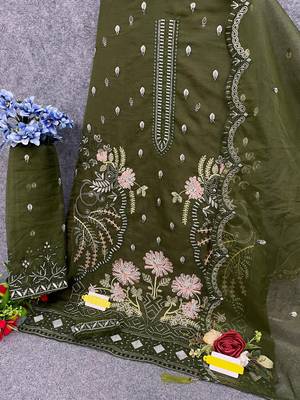 Mehendi embroderied organza salwar suit 2