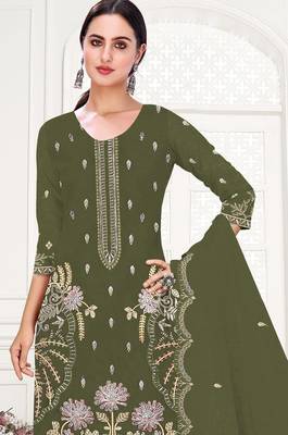 Mehendi embroderied organza salwar suit 3