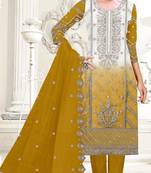 Mustard embroderied organza salwar suit