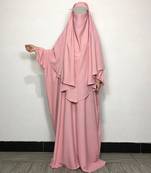 Premium Matching Pink Baggy Abaya and Single Layer Khimar