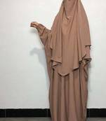 Matching Choco Beige Baggy Abaya and Single Layer Khimar