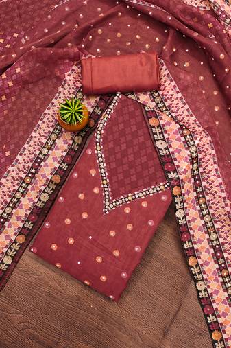 Red organza printed salwar suit set with heavy santoon bottom & designer dupatta