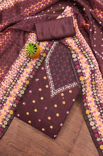 Deep purple organza printed salwar suit set with heavy santoon bottom & designer dupatta