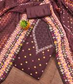 Deep purple organza printed salwar suit set with heavy santoon bottom & designer dupatta