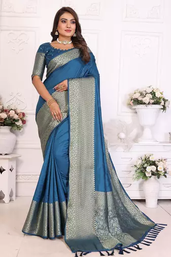 Blue dolla Art Silk saree with weaving zari work