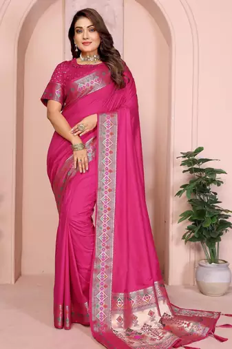 Magenta gala Art Silk saree with zari gold weaving work