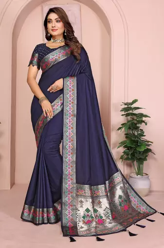 Violet gala Art silk blend saree with zari gold weaving work