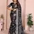 Black bandhej Art silk blend saree with zari weaving work