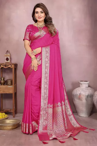 Magenta gala Art Silk saree with zari gold weaving work
