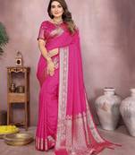 Magenta gala Art silk blend saree with zari gold weaving work