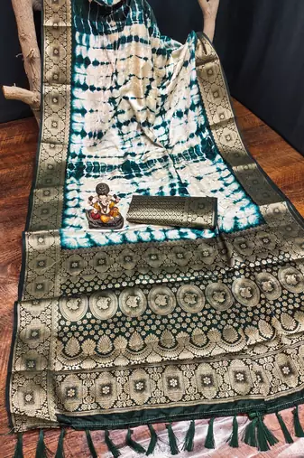 Blue soft satin Art silk blend saree with zari weaving work