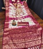 Pink soft satin Art silk blend saree with zari weaving work