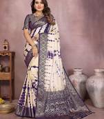 Violet soft satin Art silk blend saree with zari weaving work