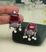Maroon color oxidised earrings with bold and unique ethnic vibe