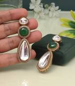 Dazzling green color american diamond earrings for glamorous festive occasions