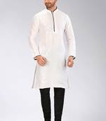 White Dupion Art Silk Kurta