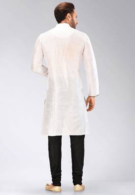 White Dupion Art Silk Kurta 2