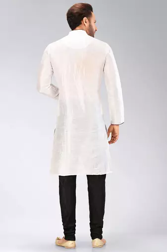 White Dupion Art Silk Kurta