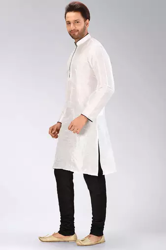 White Dupion Art Silk Kurta