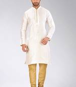 White Dupion Art Silk Kurta