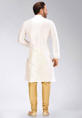 White Dupion Art Silk Kurta 2